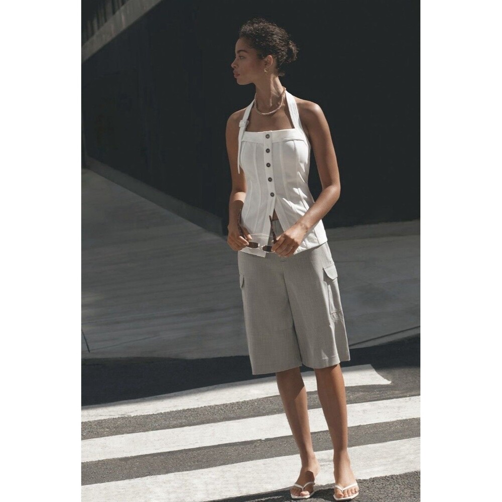 Anthropologie Maeve Backyard Slouchy Bermuda Shorts Size 6 Grey NWT